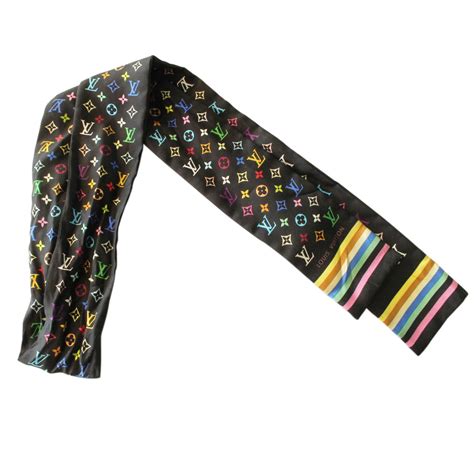 louis vuitton black silk scarf multicolor monogram|louis vuitton monogram shawl.